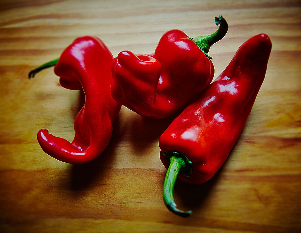 organic red peppers photography by bret wills